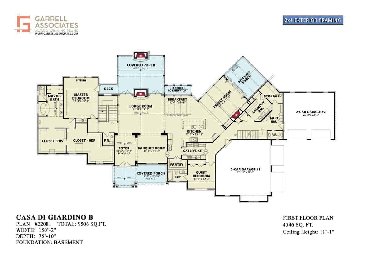 22081 main level floor plan craftsman style casa di giardino b garrell associates may232023