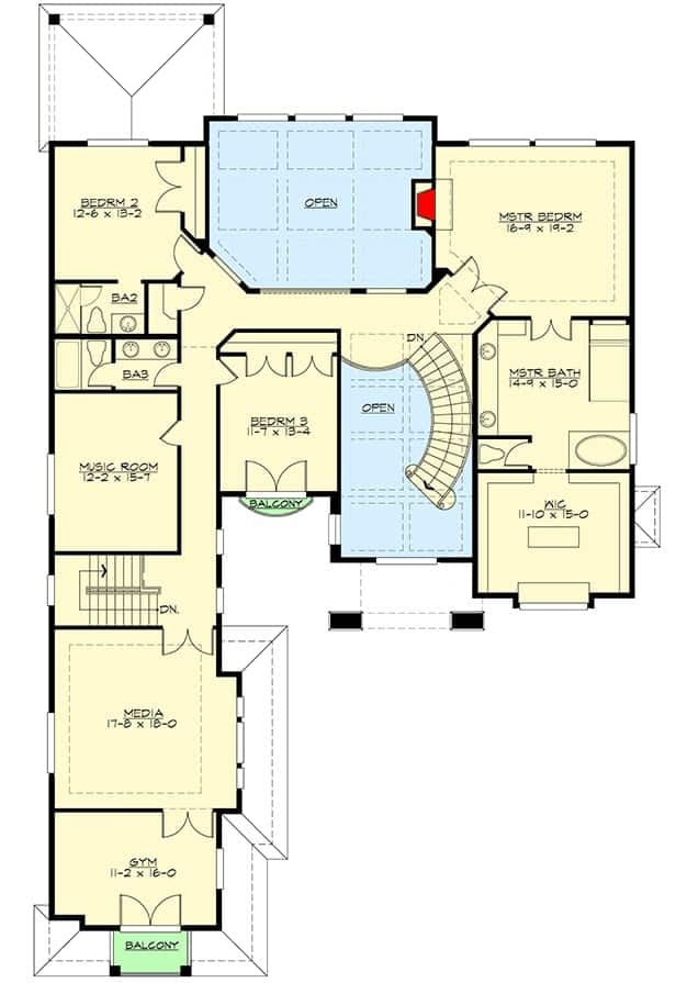 Second Level Floor Plan Italianate Home