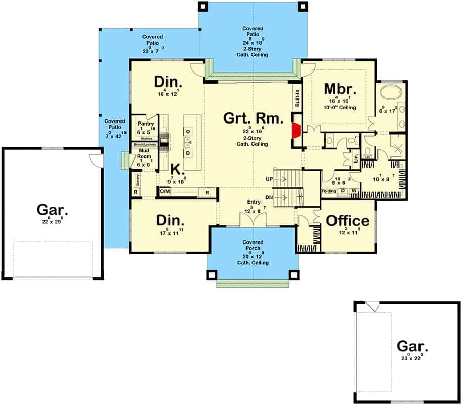 623230DJ main level floor plan ustic craftsman home architectural designs may042023