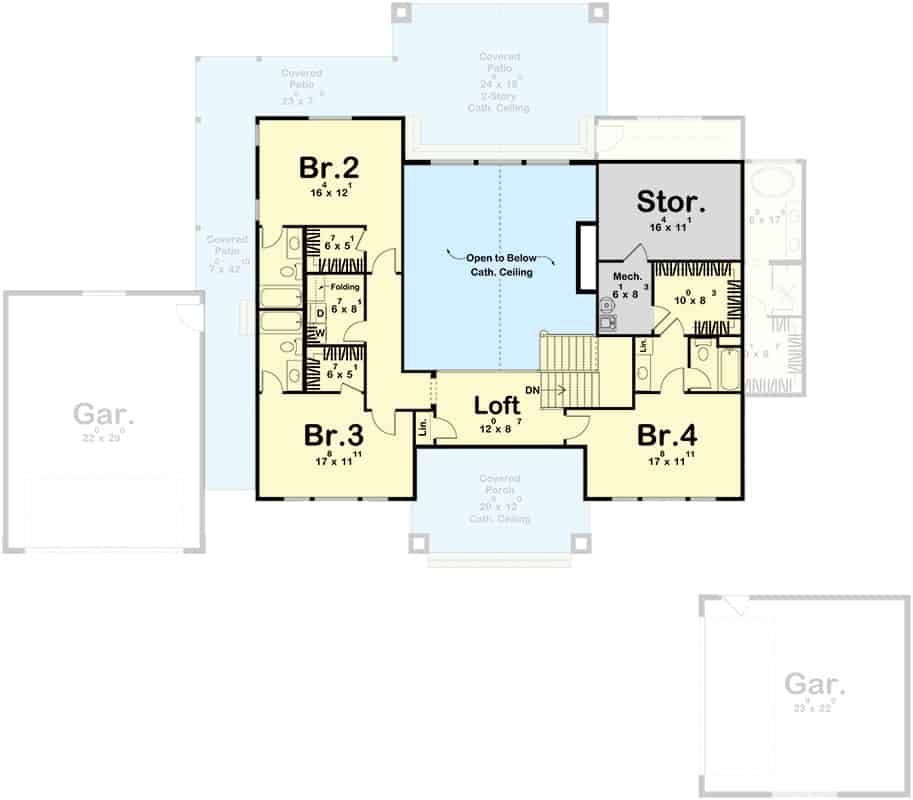 623230DJ second level floor plan ustic craftsman home architectural designs may042023