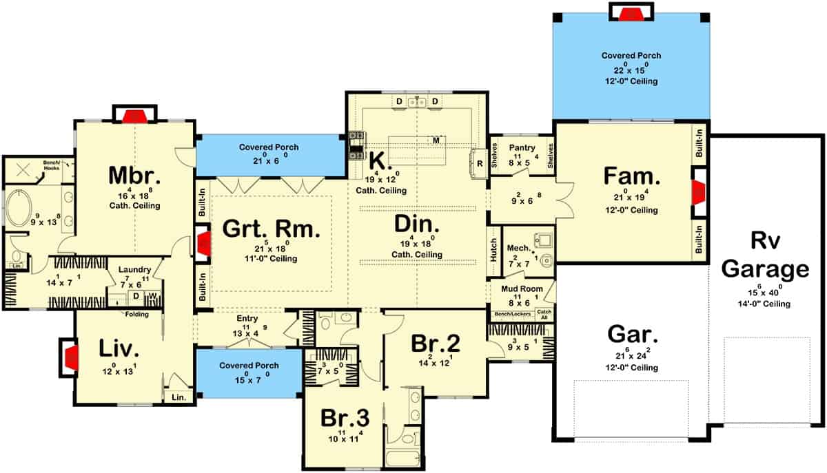 623332DJ main level floor plan transitional home architectural designs feb152024