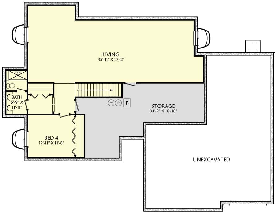 703003TYL lower level floor plan new american country home architectural designs aug222023