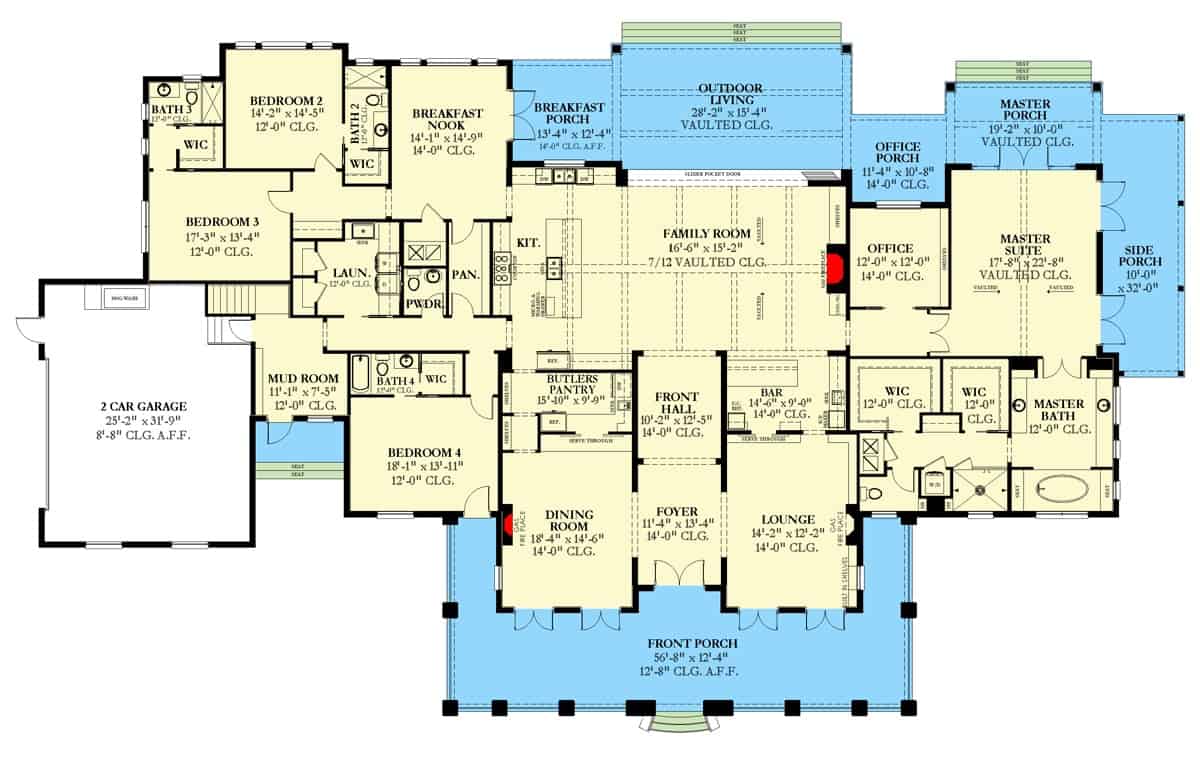 82231KA main level floor plan luxury southern ranch architectural designs mar022023