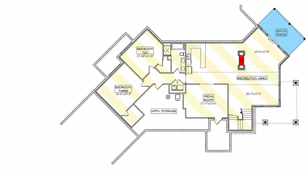 lower level floor plan 1 bedroom single story mountain modern home feb282022