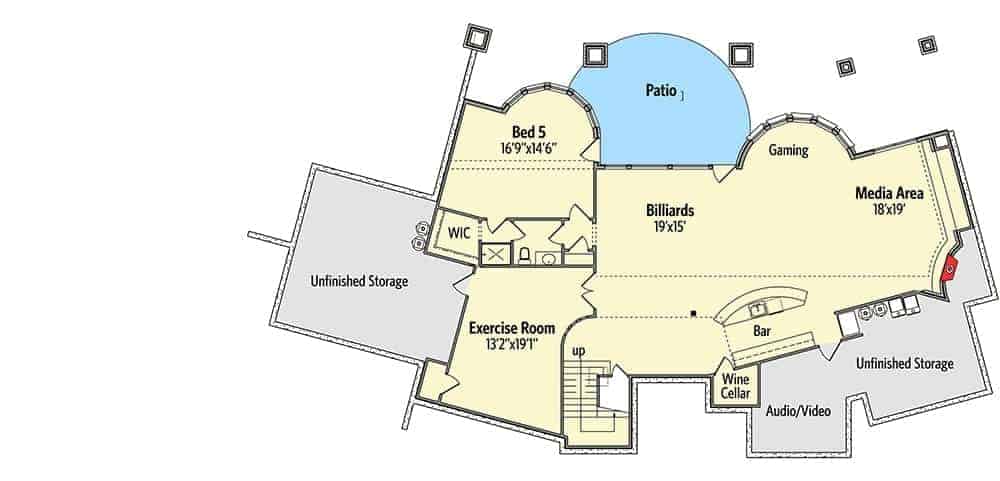 lower level floor plan two story 5 bedroom mountain home with a bar sep172020 min