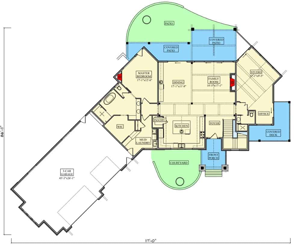 main level floor plan 1 bedroom single story mountain modern home feb282022