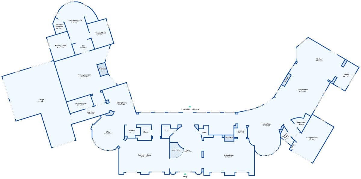 Main Level Floor Plan Southern California Estate