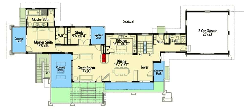 main level floor plan 4 bedroom two story mountain home with expansive outdoor living and balcony se