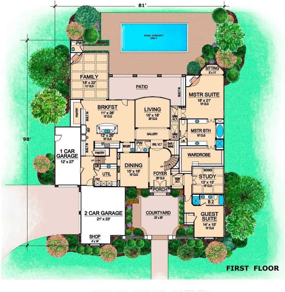 Main Level Floor Plan Spanish Luxury Home