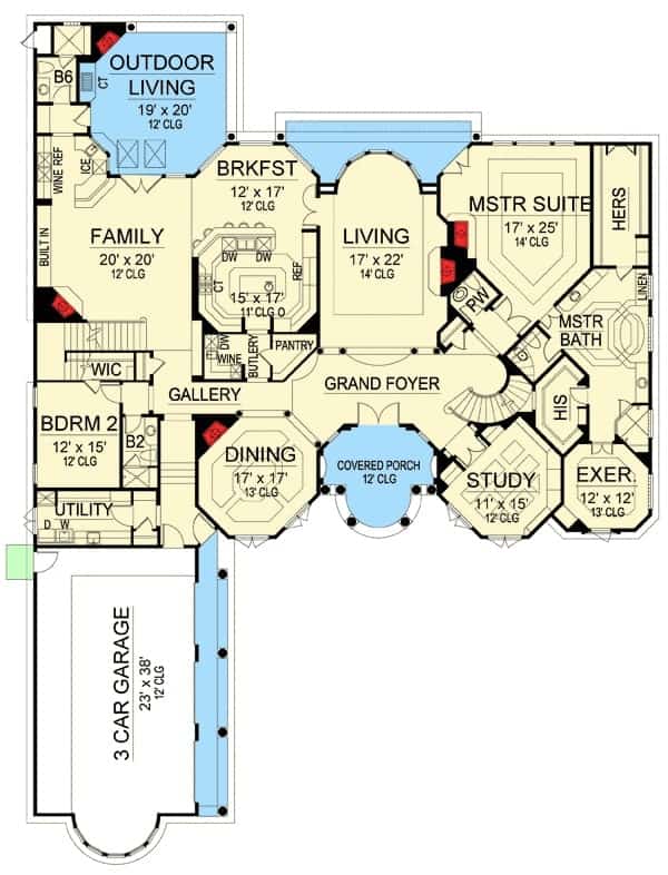 Main Level Floor Plan Mediterranean Home