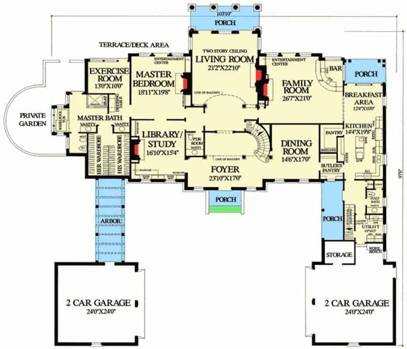 main level floor plan 6 bedroom two story georgian estate home apr272020 min