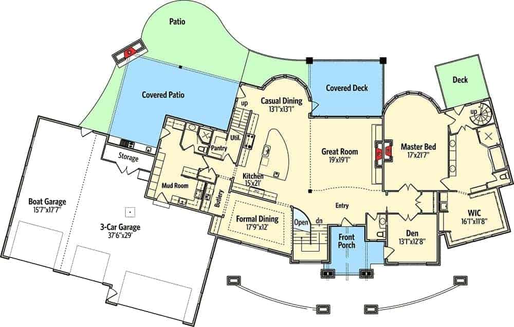 main level floor plan two story 5 bedroom mountain home with a bar sep172020 min