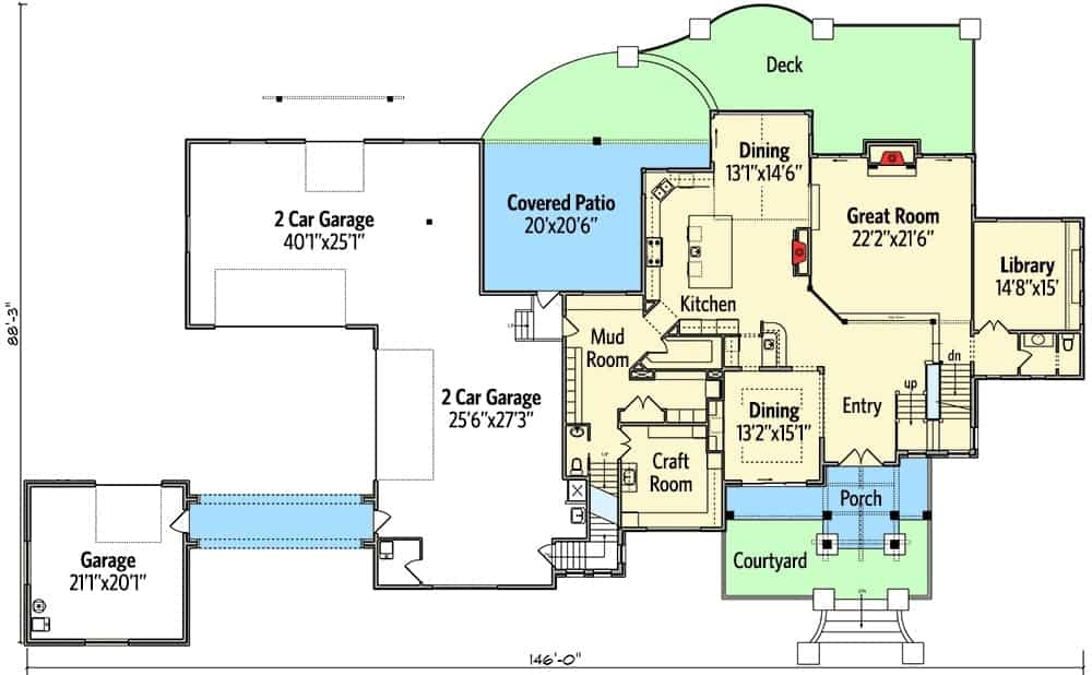 Main Level Floor Plan Craftsman Home