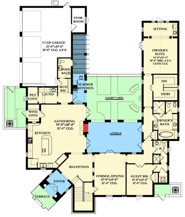 Main Level Floor Plan Spanish Colonial Home