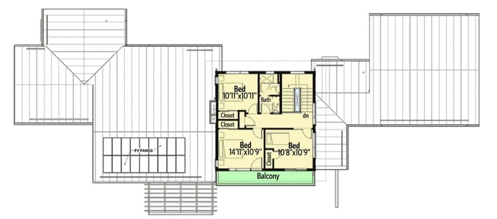 second level floor plan 4 bedroom two story mountain home with expansive outdoor living and balcony