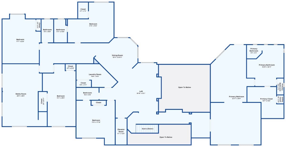 Second Level Floor Plan Florida Mansion