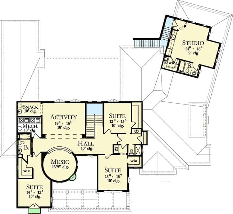 Second Level Floor Plan Spanish Villa