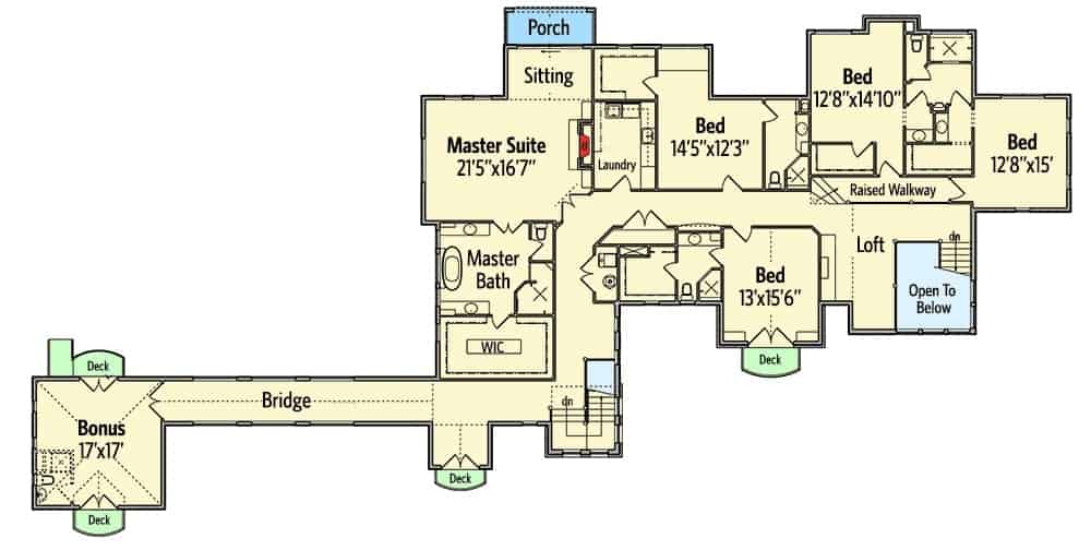 Second Level Floor Plan Craftsman Home