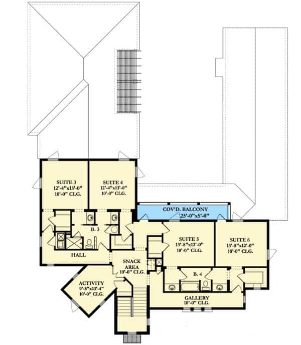 Second Level Floor Plan Spanish Colonial Home