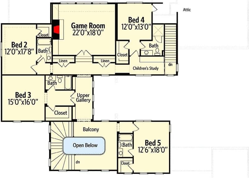 Second Level Floor Plan European House