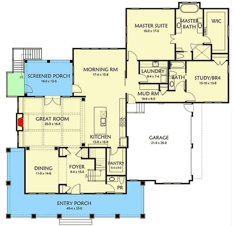 5000x50VV main level floor plan craftsman home architectural designs apr132023