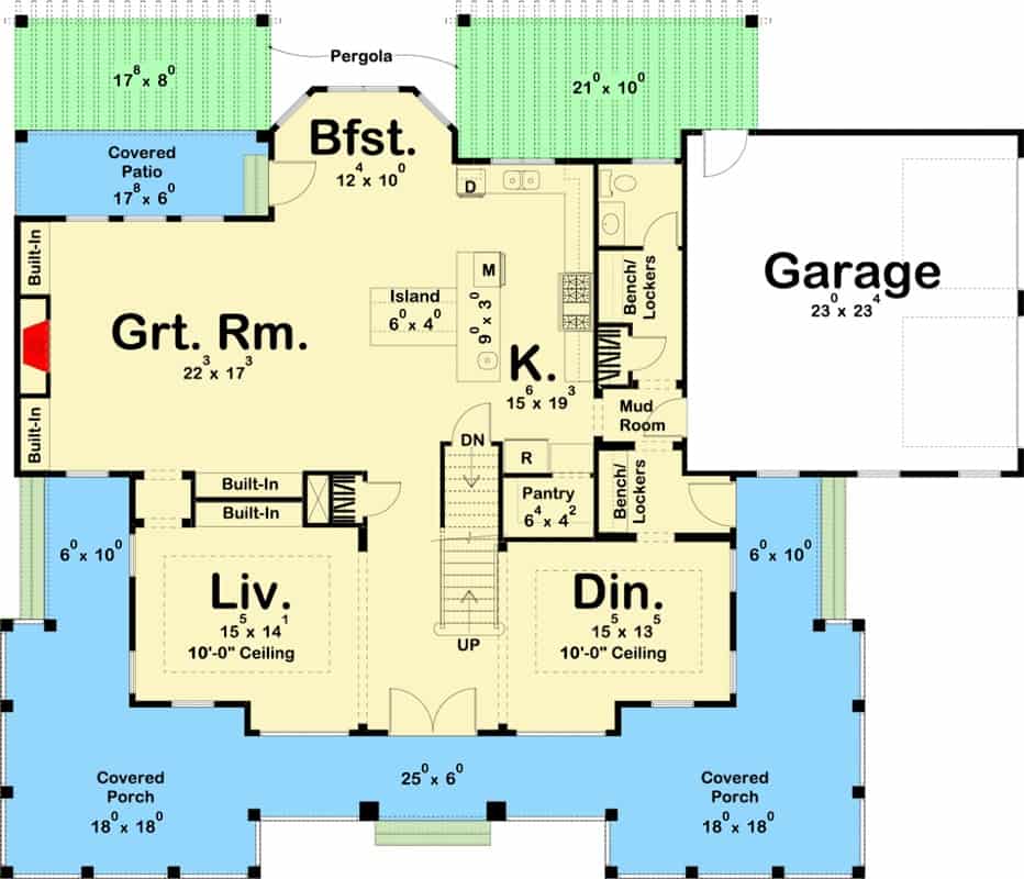 6279x7DJ main level floor plan country home architectural designs may182023