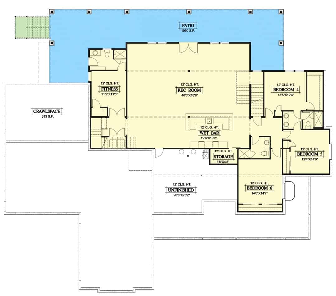 lower xlevel floor plan luxury single story 6 bedroom mountain craftsman home mar302022 1