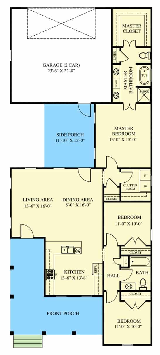 main level floor plan 3x bedroom southern style single story home oct212022