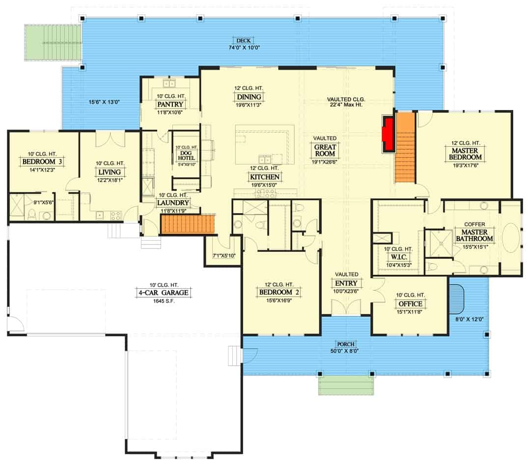 mainx level floor plan luxury single story 6 bedroom mountain craftsman home mar302022