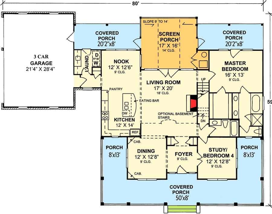 mainx level floor plan two story 4 bedroom country home with screened and wrap around porches oct072