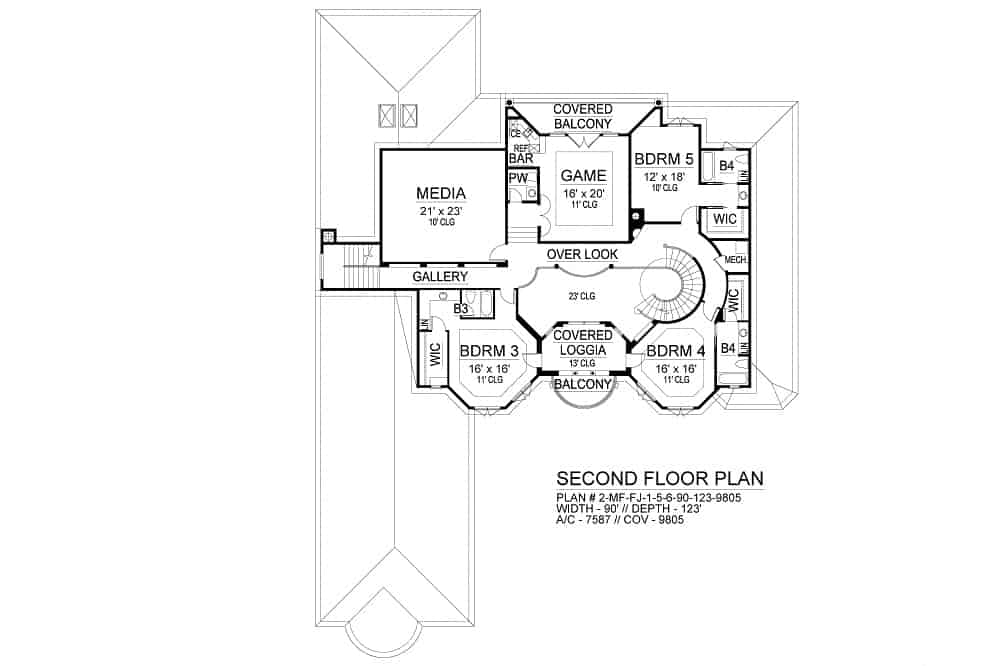 Second Level Floor Plan Cordillera Spanish Home