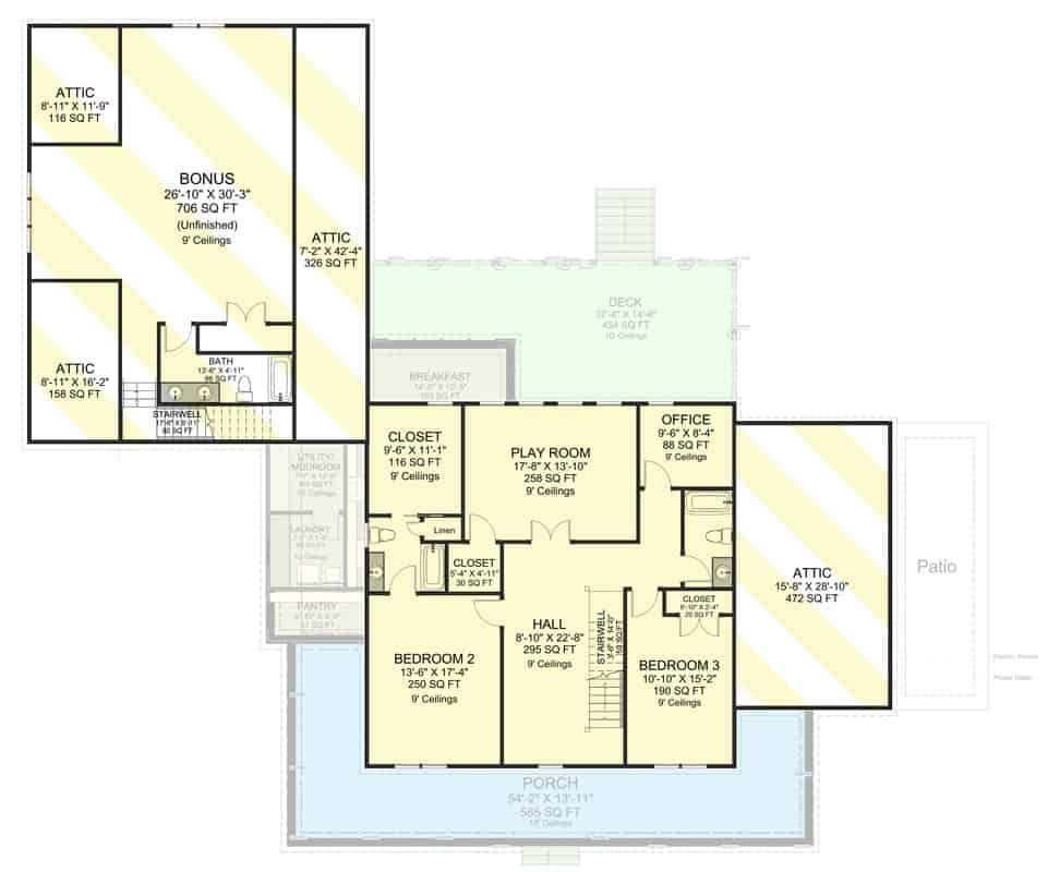 secondx level floor plan 3 bedroom two story farmhouse jul072022