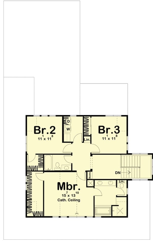 secondxx level floor plan 3 bedroom two story craftsman home with a full wraparound porch jan052021