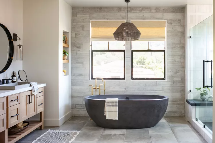 26 Stunning Bathroom Accent Wall Ideas 7 Bathroom slate wall
