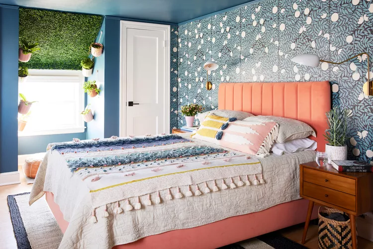 40 Primary Bedroom Ideas for Every Style 1 bedroom bedspread faux grass ceiling
