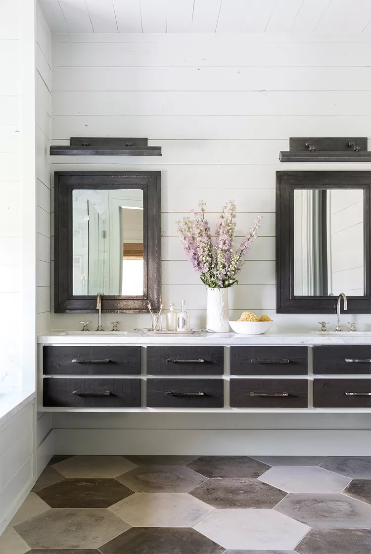 20 Farmhouse Bathroom Decor Ideas We're Swooning For 50 his and her bathroom sinks