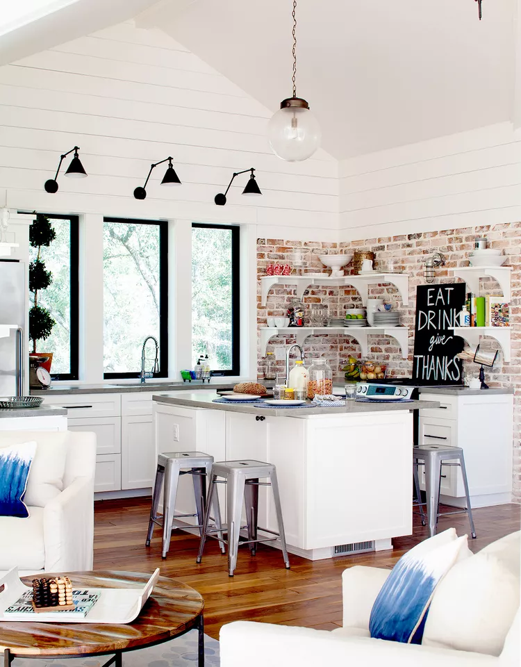 49 Top Farmhouse Decor Trends (with Inspiring Ideas) 59 brick corner island seating