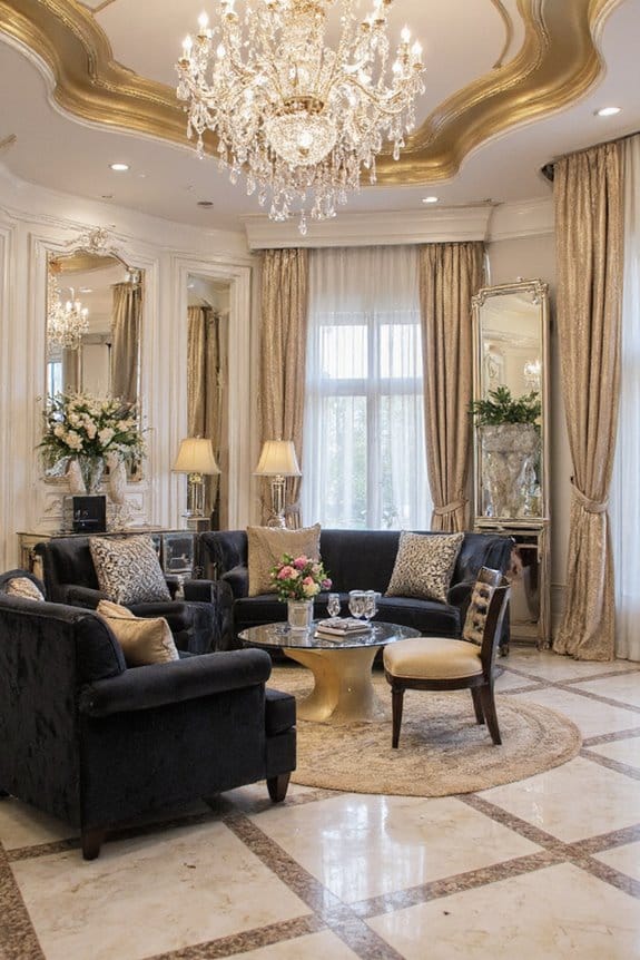 18 Luxurious Living Room Ideas With Sophisticated Style Details 9 add metallic accents elegantly