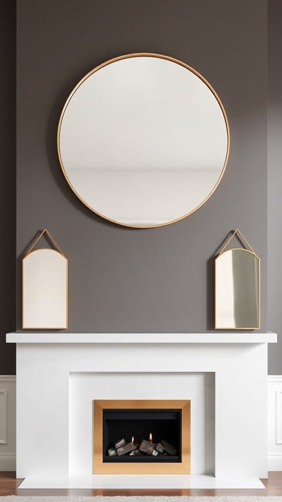 15 Stunning Above Fireplace Decor Ideas That Pop 3 balanced symmetrical mirror arrangement