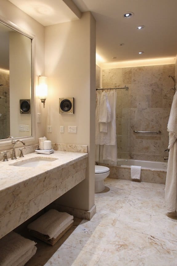 21 Elegant Luxury Bathroom Ideas for a Spa-Like Escape 19 bathroom sound system installation