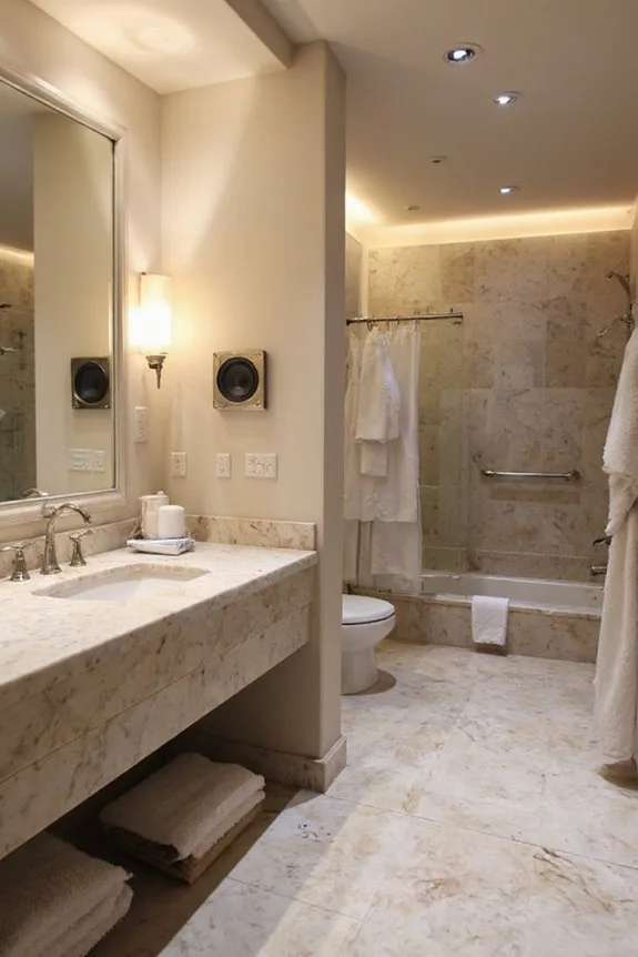 21 Elegant Luxury Bathroom Ideas for a Spa-Like Escape 19 bathroom sound system installation