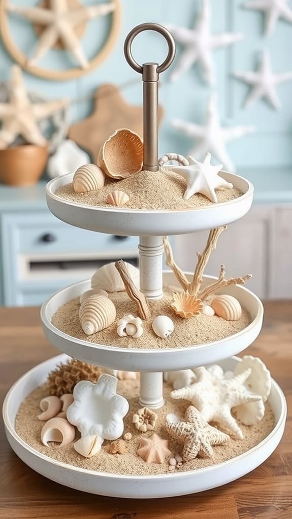 24 Unique Tiered Tray Decor Ideas Anyone Can Recreate 23 beach themed natural decor