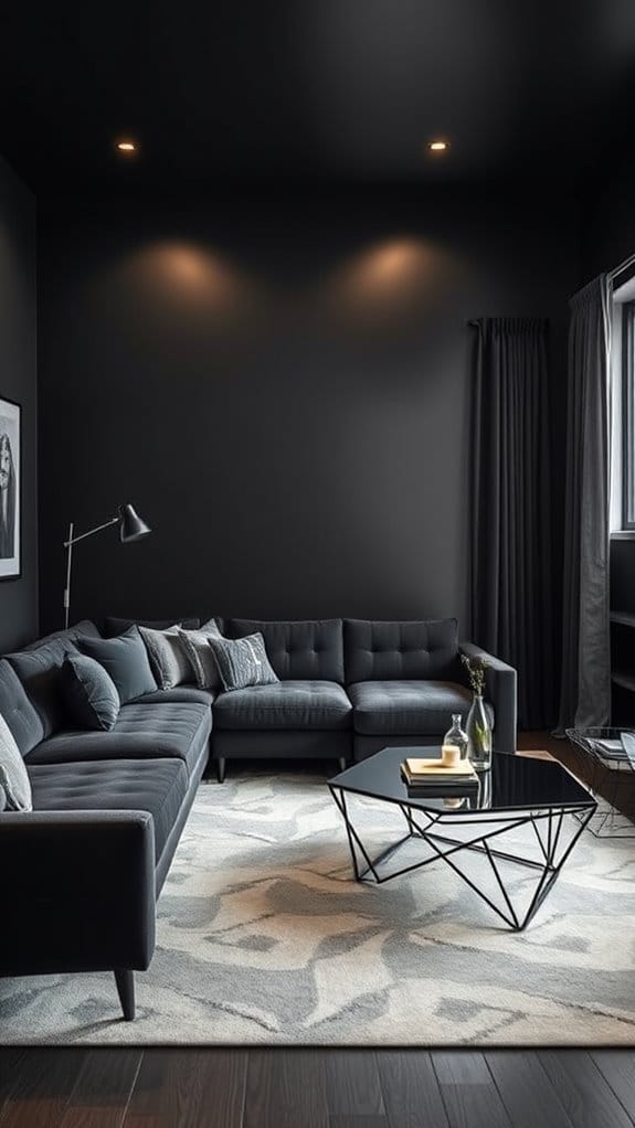 22 Dark and Moody Living Room Ideas You’ll Fall in Love With 3 black accents enhance modern sophistication