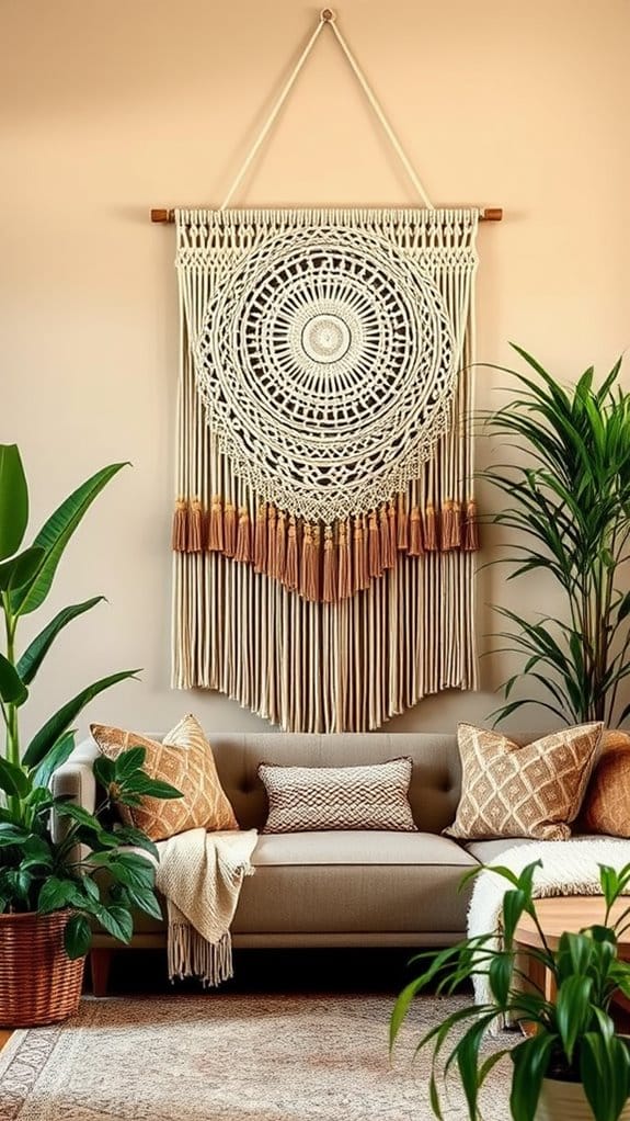 22 Modern Boho Living Room Ideas You'll Absolutely Love 5 boho textured wall decor