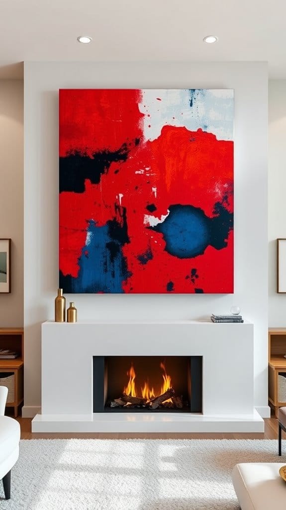 15 Stunning Above Fireplace Decor Ideas That Pop 2 bold artwork enhances fireplace appeal