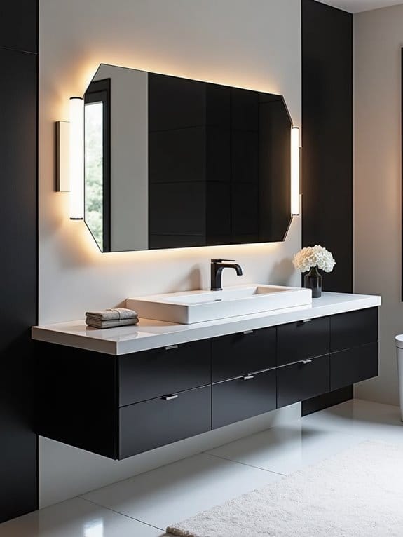 19 Gorgeous Makeup Vanity Ideas to Match Any Aesthetic 19 bold black white contrast