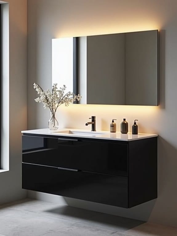 19 Gorgeous Makeup Vanity Ideas to Match Any Aesthetic 15 bold sleek black elegance
