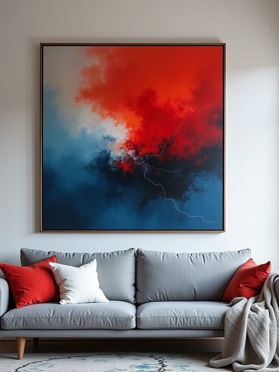 18 Eye-Catching Wall Decor Ideas to Style Above Your Couch 2 bold vibrant focal statement
