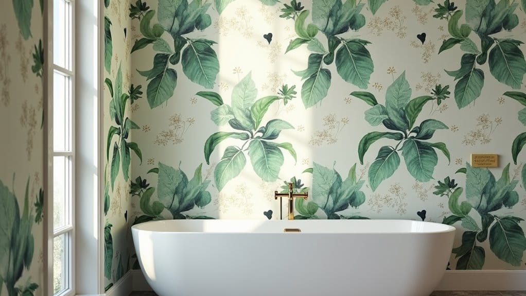 20 Stunning Bathroom Paint Colors and Wall Ideas You'll Love 16 botanical and geometric wall coverings