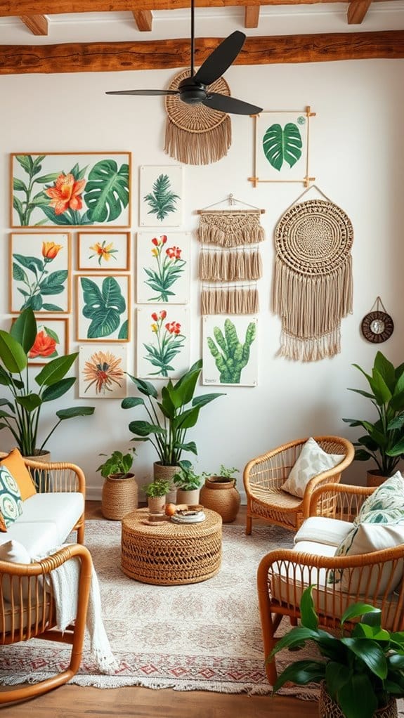 22 Modern Boho Living Room Ideas You'll Absolutely Love 22 botanical wall art decor